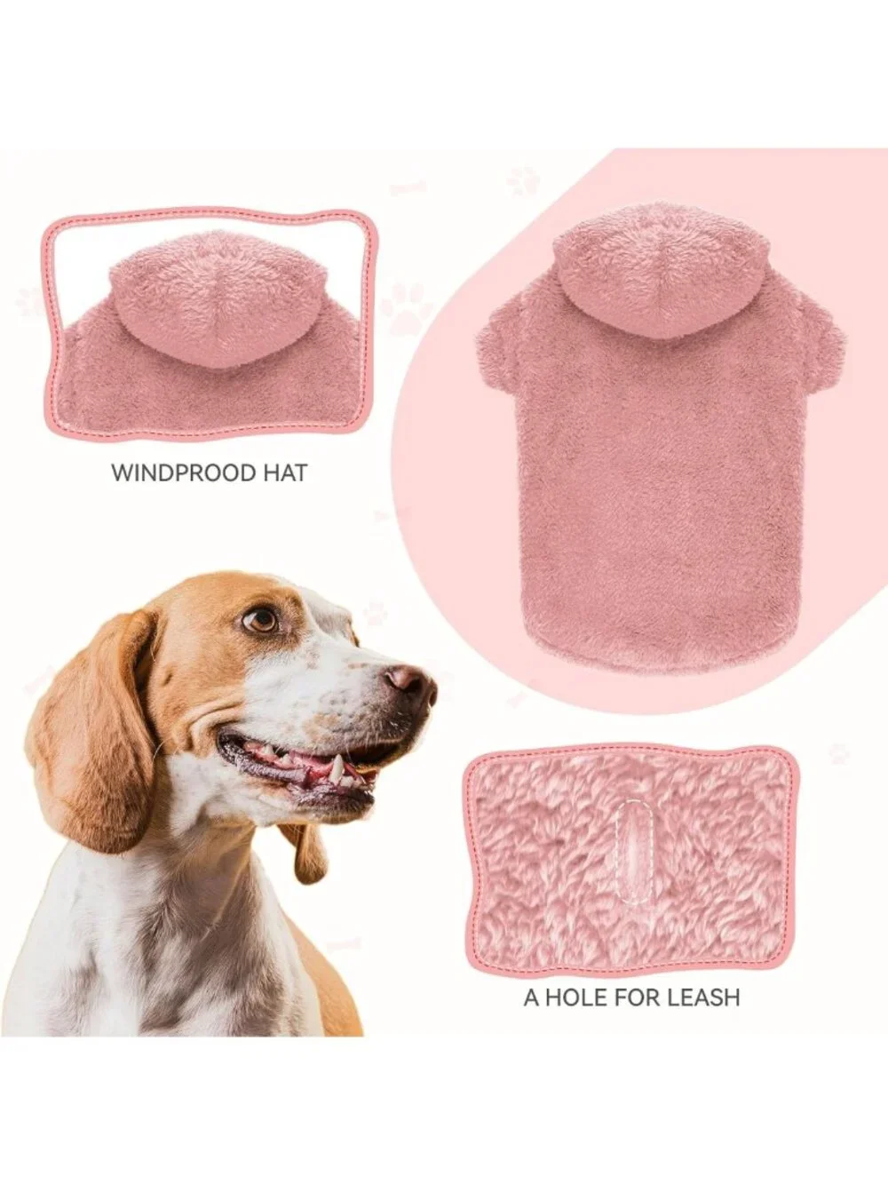 Cozy Fuzzy Dog Sweater for Large Dogs | Soft Plush Fleece Hoodie Coat - Pink